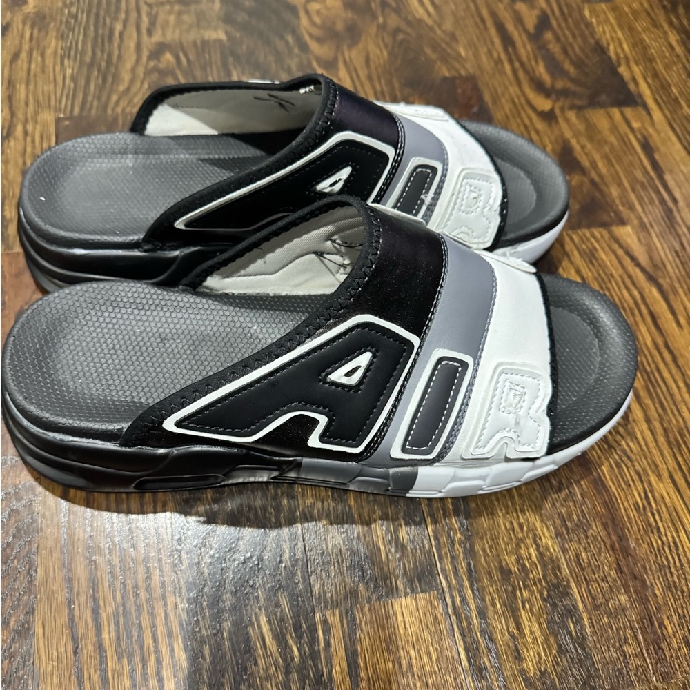 Black and White Slide Sandals